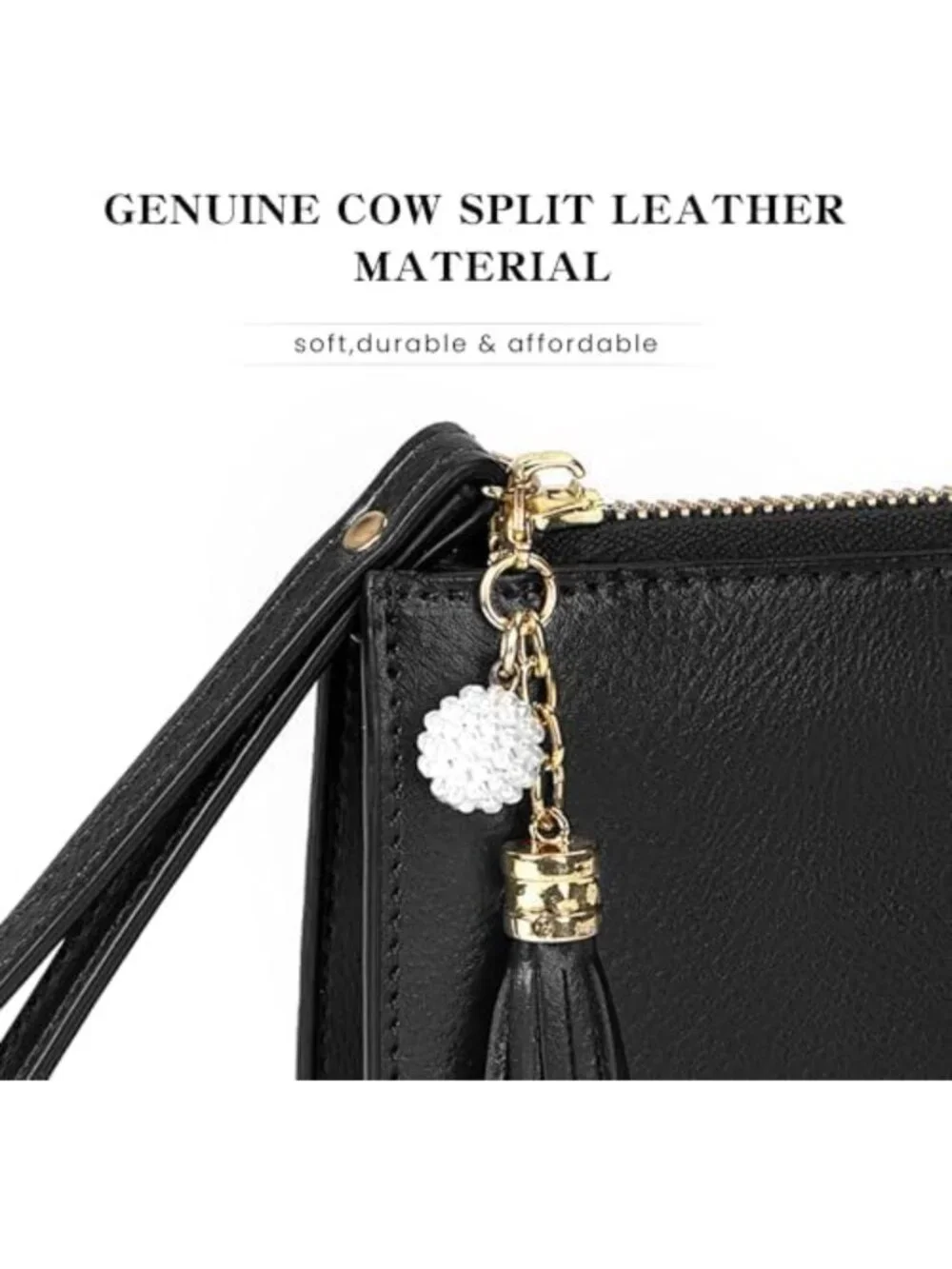 Ultra-Slim Genuine Leather Wristlet Clutch Wallet for Women | RFID Credit Card